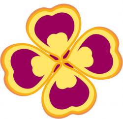 CUFs logotype, en lila och gul blomma.